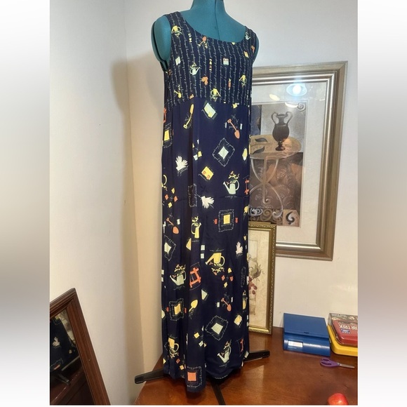 Melrose Studio Blue Unlined Sleeveless Shift Dress Size Large - Picture 2 of 9